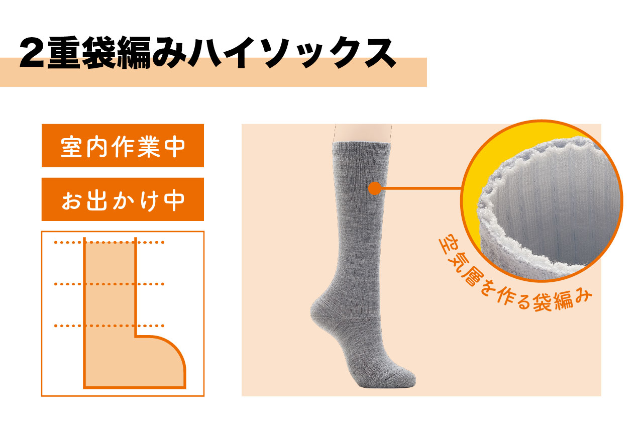 2重袋編みハイソックス